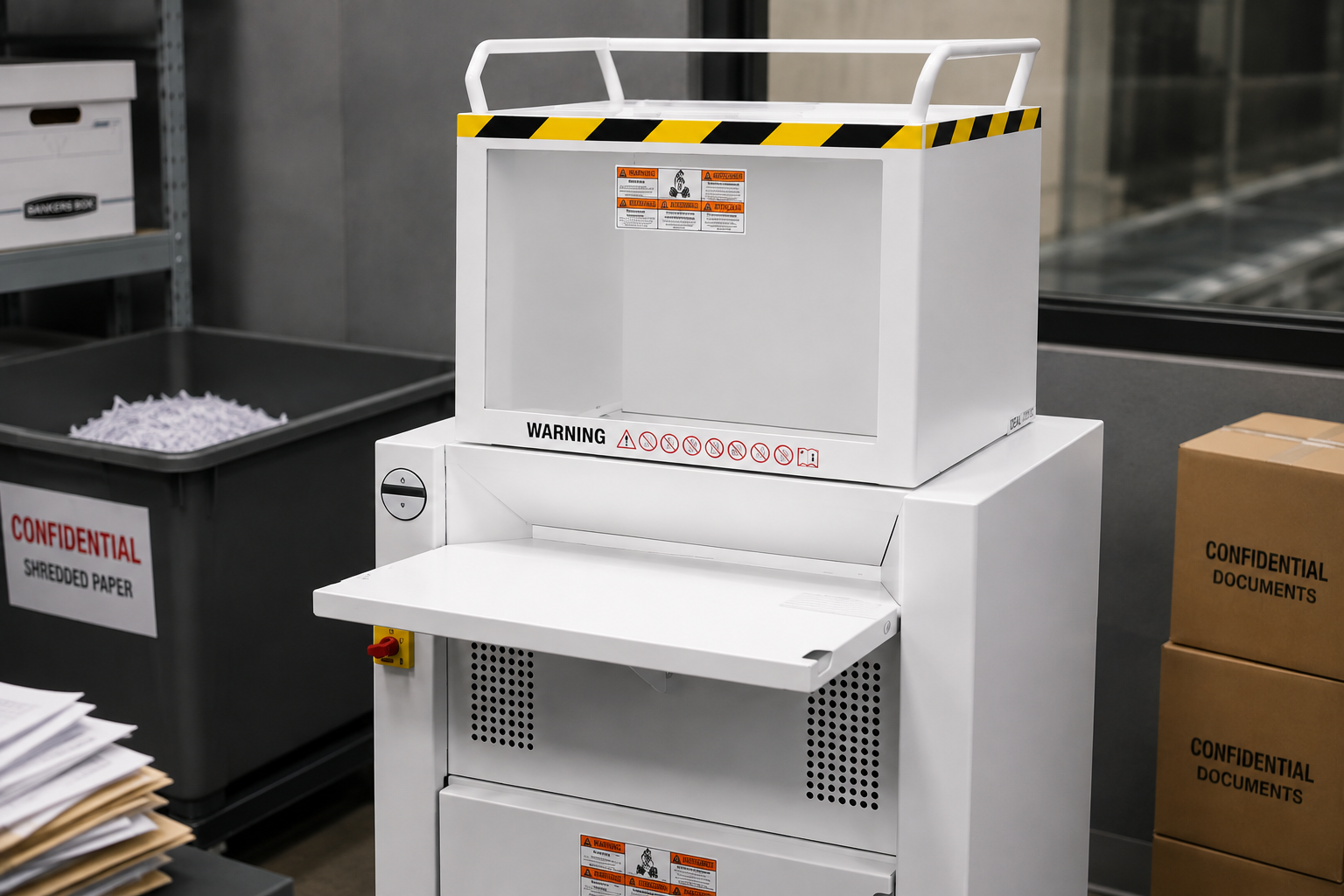 Professional document shredder in a clean Sarasota facility